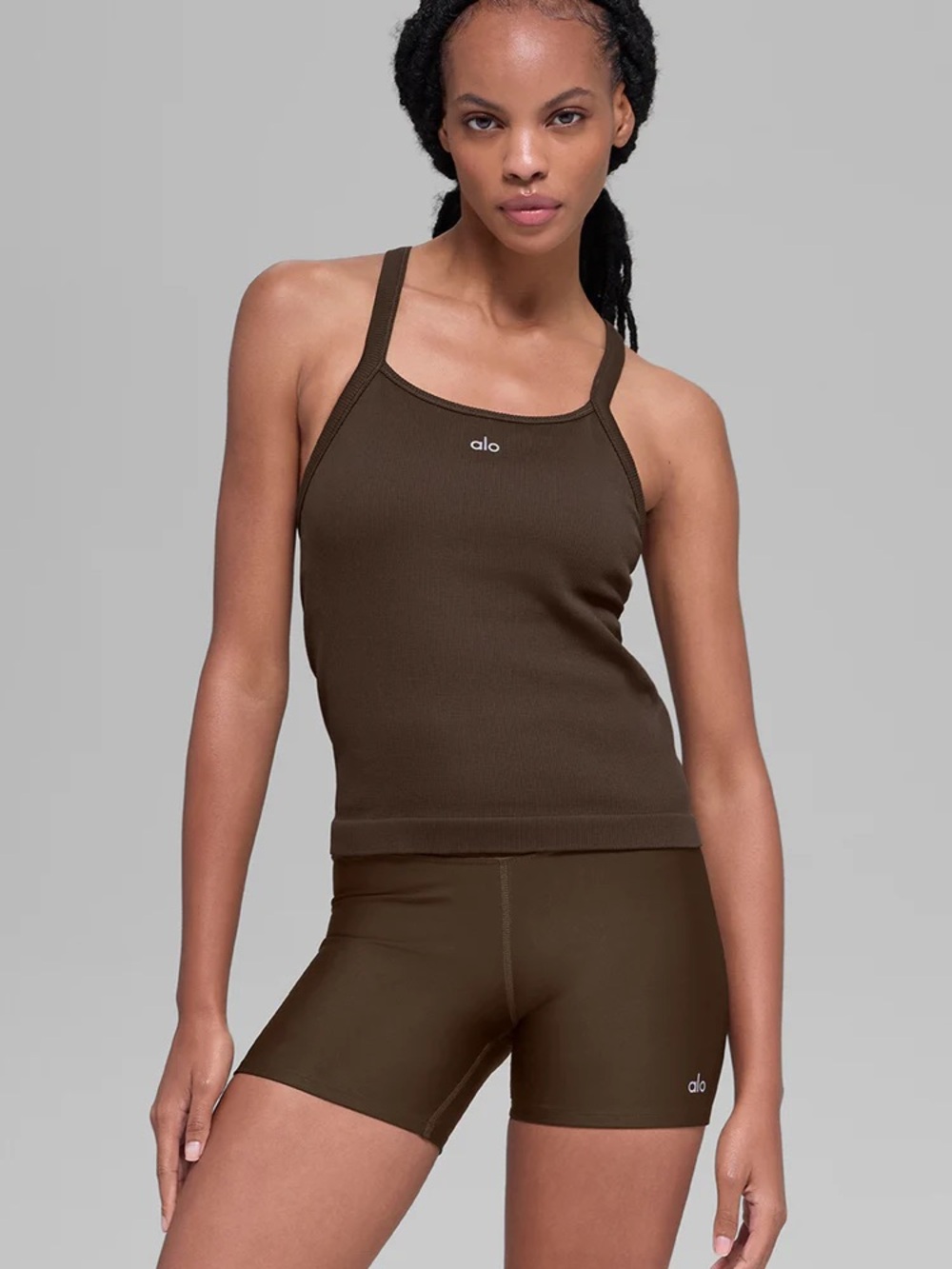 ALO Yoga Ribbed Bra Tank - espresso